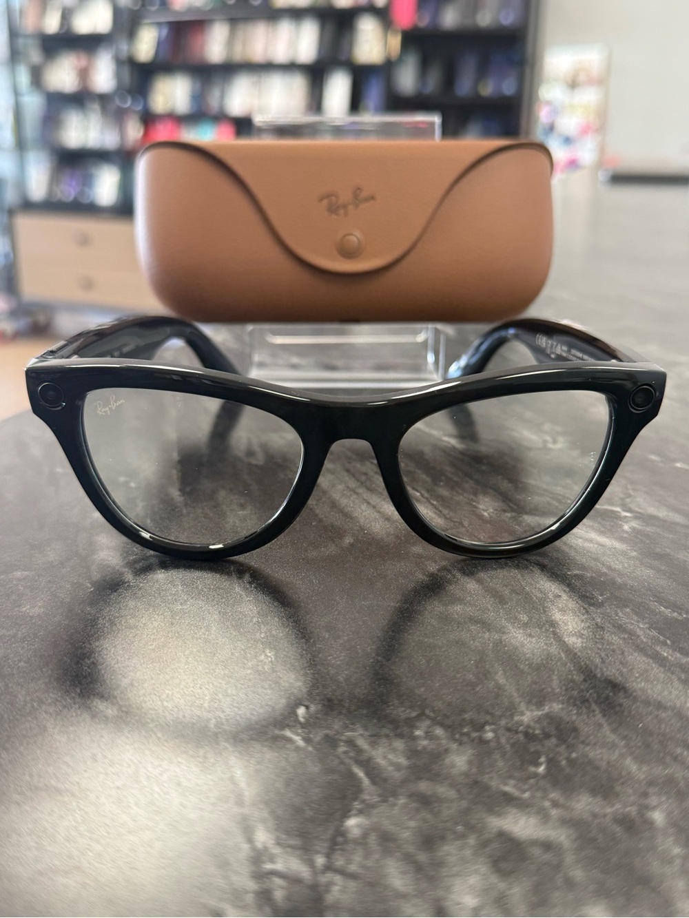 Ray-Ban Meta Skyler Black Cat-Eye Glasses with Brown Case - Picture 2 of 8